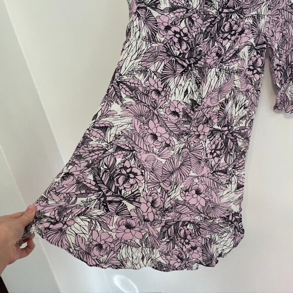 FRENCH CONNECTION Flight of Fancy Floral Ruffle Mini Dress Lilac Lavender Shift - Picture 16 of 16